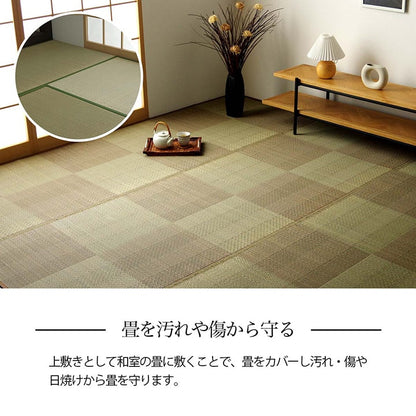 い草ラグ 花ござ カーペット 格子柄 ナチュラル シンプル 和室 抗菌防臭 消臭 お手入れ簡単 夏快適さらさら 江戸間6畳 (約261×352cm） 【メーカー直送商品】☆