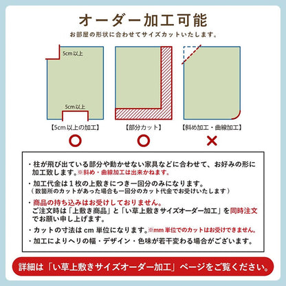 い草ラグ 花ござ カーペット 格子柄 ナチュラル シンプル 和室 洋室 裏不織布滑り止め 滑りにくい 抗菌防臭 消臭 お手入れ簡単 夏快適さらさら 江戸間3畳 (約174×261cm） 【メーカー直送商品】☆