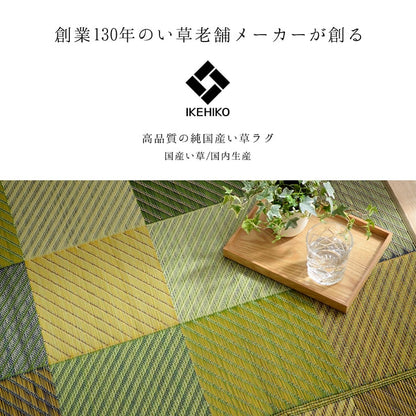 ラグ 純国産 国産 日本製 い草 抗菌防臭 自然素材 モダン 『DXカラフルブロック』 約191×191cm 【メーカー直送商品】☆