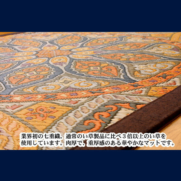 国産い草五重織り！高級ラグ『万華鏡 7重織』 約95×150cm 久留米織り【メーカー直送商品】