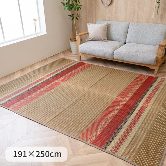 カーペット ござ ズレにくい 約191×250cm ベージュ 滑り止め付き 高品質 抗菌 防臭 消臭 [メーカー直送品]