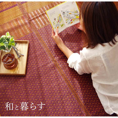 敷物 花ござ 国産 純国産 日本製 い草 モダン 抗菌防臭 自然素材 江戸間3畳 約174×261cm 【メーカー直送商品】☆