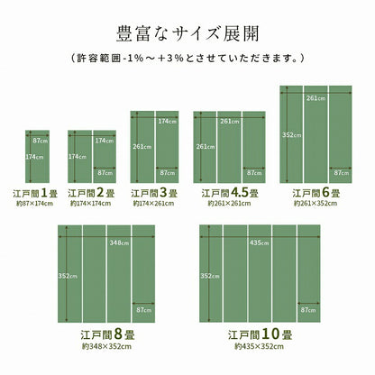 洗える ござ 日本製 国産 カーペット 丈夫 除菌スプレー対応 敷詰 ラグ 敷物 ペット 無地 江戸間10畳（約435×352cm） 【メーカー直送商品】☆