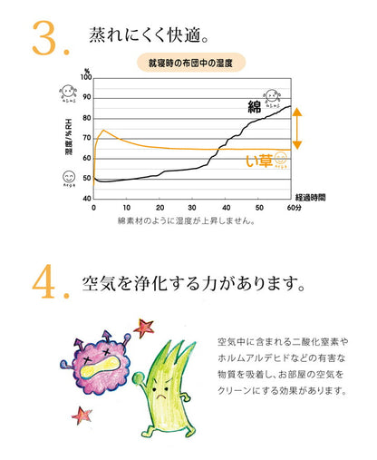 医師との共同開発 い草寝具 『アスク ベビーマット』 約70×120cm（中:固わた15mm）