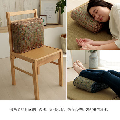 クッション 大フィット 腰当 い草 チェック柄 調湿 空気清浄 お手入れ簡単 約40×30×12cm 【メーカー直送商品】☆