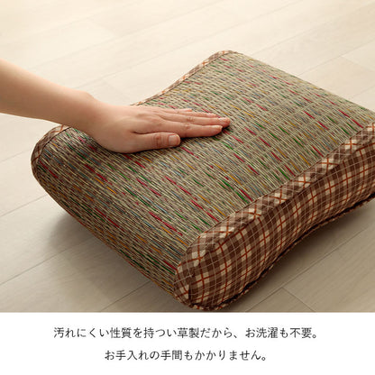 クッション 大フィット 腰当 い草 チェック柄 調湿 空気清浄 お手入れ簡単 約40×30×12cm 【メーカー直送商品】☆