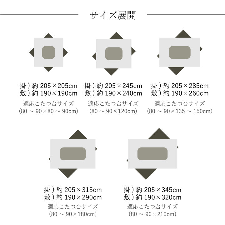 日本製 こたつ布団 こたつ厚掛敷布団 セット 和柄 正方形 約205×205cm