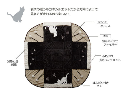 ネコ柄 省スペースこたつ薄掛け布団単品 『シャルル省S』 約175×175cm 【メーカー直送商品】☆