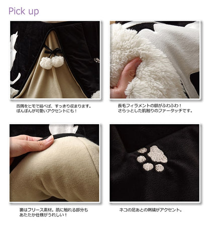 ネコ柄 省スペースこたつ薄掛け布団単品 『シャルル省S』 約175×175cm 【メーカー直送商品】☆