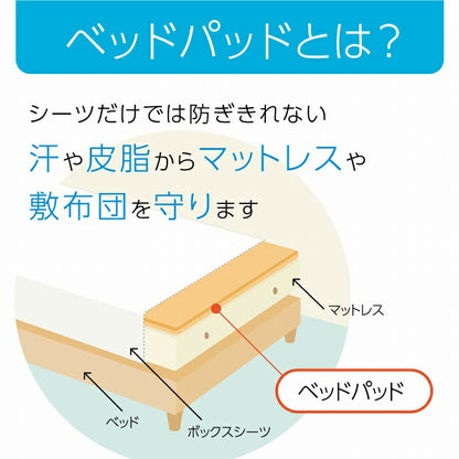 寝具 オールシーズン 快適睡眠 ベッドパッド 洗える 洗濯機OK 四隅ゴムバンド付き ズレにくい シングル 約100×200cm【同梱不可】【メーカー直送商品】