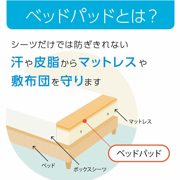 寝具 オールシーズン 快適睡眠 ベッドパッド 洗える 帝人 マイティトップ2 防ダニ 抗菌防臭 洗濯機OK 四隅ゴムバンド付き ズレにくい シングル 約100×200cm【同梱不可】【メーカー直送商品】