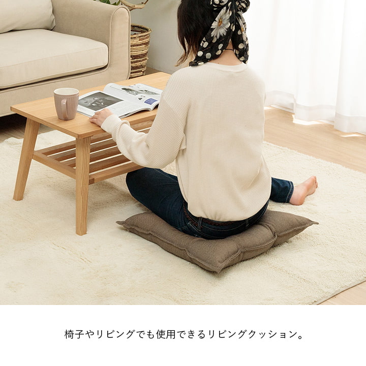 ループ リビング クッション シート リビングクッション 座布団 無地 国産 約53×53cm ベージュ ブラウン ネイビー 再生ペット SDGs エコ シンプル かわいい 【メーカー直送商品】☆