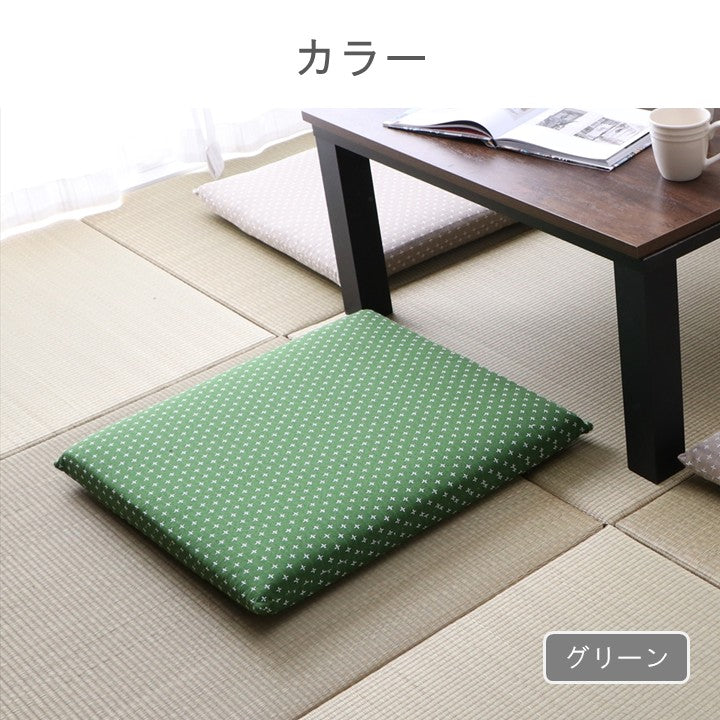 座布団 クッション ファブリック 詩織 ＢＥ 55×59cm 刺し子柄  【メーカー直送商品】