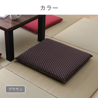 座布団 クッション ファブリック 詩織 ＢＥ 55×59cm 刺し子柄  【メーカー直送商品】