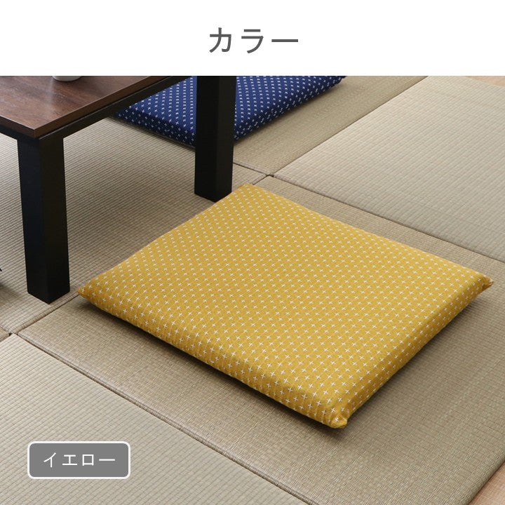 座布団 クッション ファブリック 詩織 ＢＥ 55×59cm 刺し子柄  【メーカー直送商品】