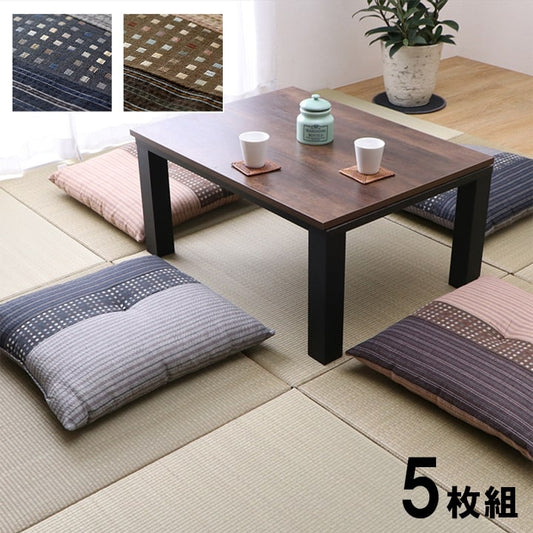 座布団 銘仙判 しじら 日本製 綿100% 和柄 約55×59cm 5枚組 【メーカー直送商品】☆