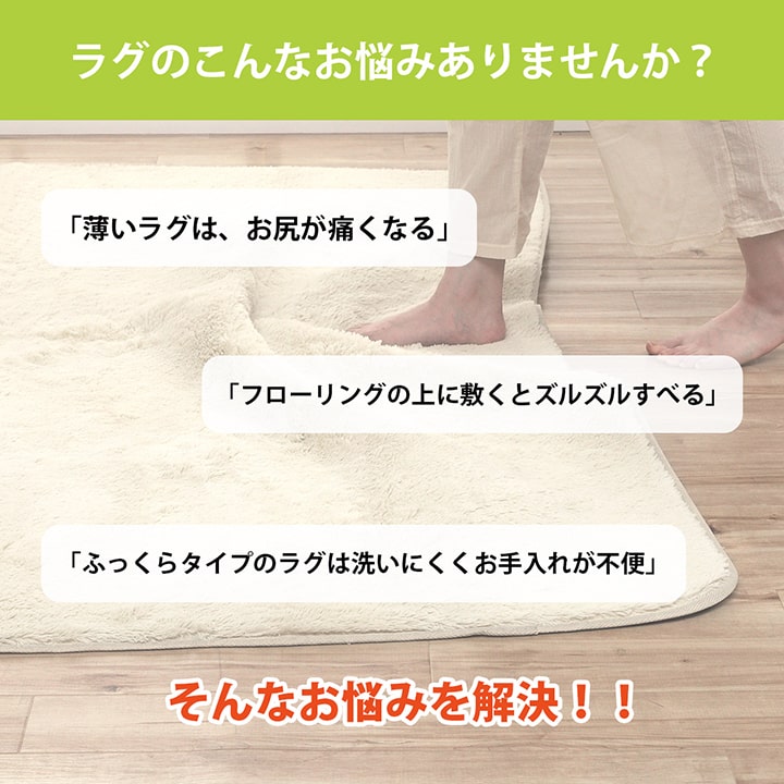 ラグ 下敷き 滑り止め 滑りにくい 防音 へたりにくい ボリューム ウレタン30mm クッション性 約180×180cm 床暖房 ホットカーペット対応 【メーカー直送商品】☆