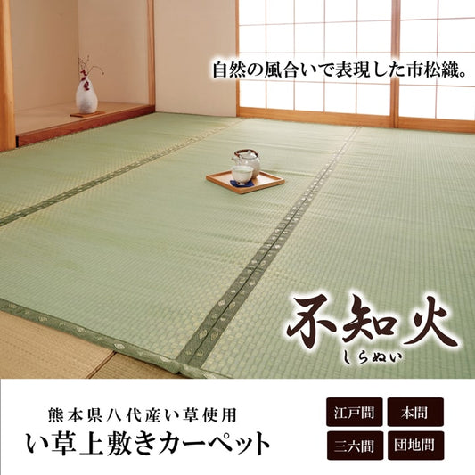 純国産 い草 上敷き カーペット 市松織 『不知火』 江戸間10畳(約440×352cm） 熊本県八代産イ草使用 【メーカー直送商品】☆