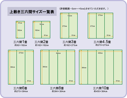 フリーカット い草 上敷き カーペット 『F不知火』 三六間4.5畳(約273×273cm）(裏:ウレタン張り） 【メーカー直送商品】☆