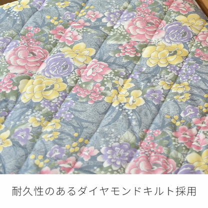 羊毛三層敷布団 花柄 シングル 日本製 3つ折り
