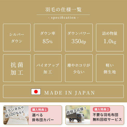羽毛布団 西川 シングルサイズ ホワイトダウン85% 日本製 高品質 150×210cm