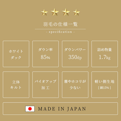 西川 ホワイトダウン85％ 羽毛掛ふとん ダブル