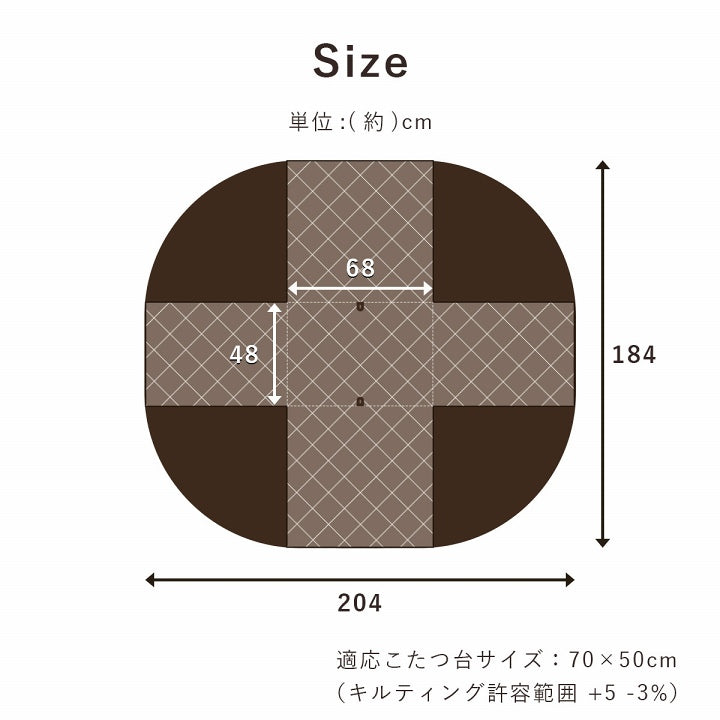 こたつ布団 省スペース パーソナル チェック柄 単品 約184×204cm