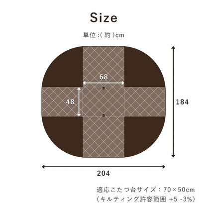 こたつ布団 省スペース パーソナル チェック柄 単品 約184×204cm