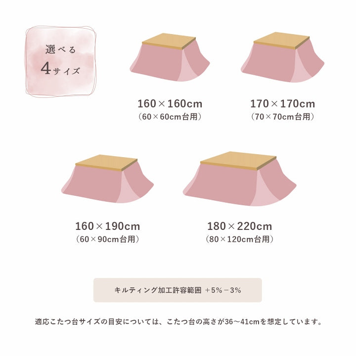 省スペース こたつ布団 正方形 無地調 約170×170cm