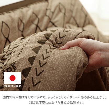 こたつ布団 幾何 国産 フランネル 手洗い 約205×205cm 短毛マイクロファイバー【メーカー直送商品】