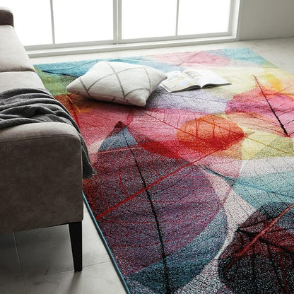 トルコ製 ウィルトン織カーペット 長方形 リーフ柄 約80×140cm【メーカー直送商品】