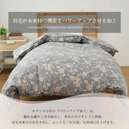 羽毛布団 1.2キロ マザー ダウン95％ 冬用 シングルサイズ ロマンス小杉  日本製 ダウンパワー440DP以上 再生繊維 150×210cm