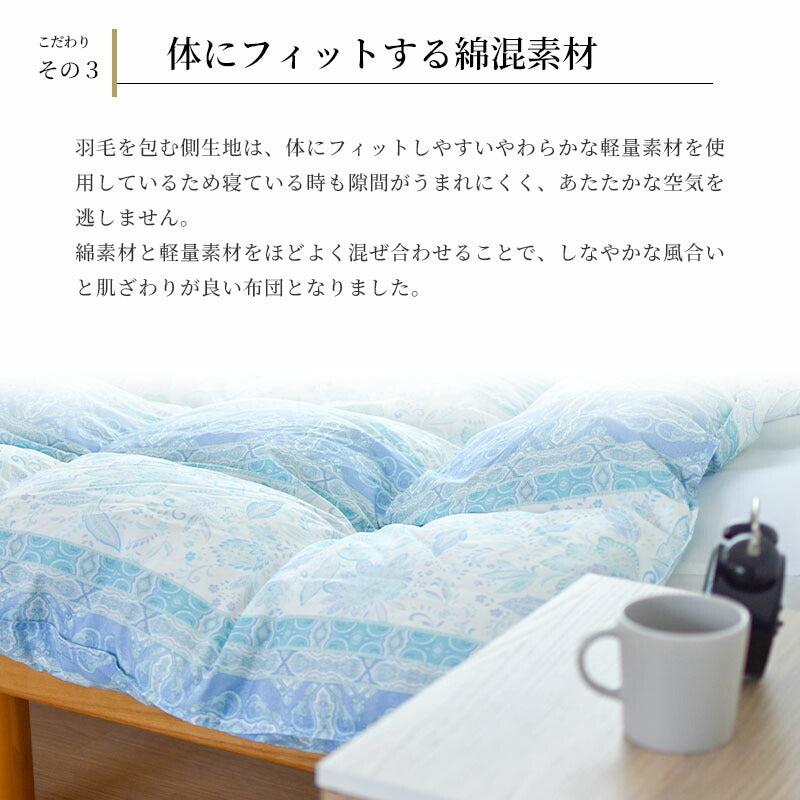 羽毛布団 西川 シングルロング ダウン85％ 収納ケース付 不要布団回収