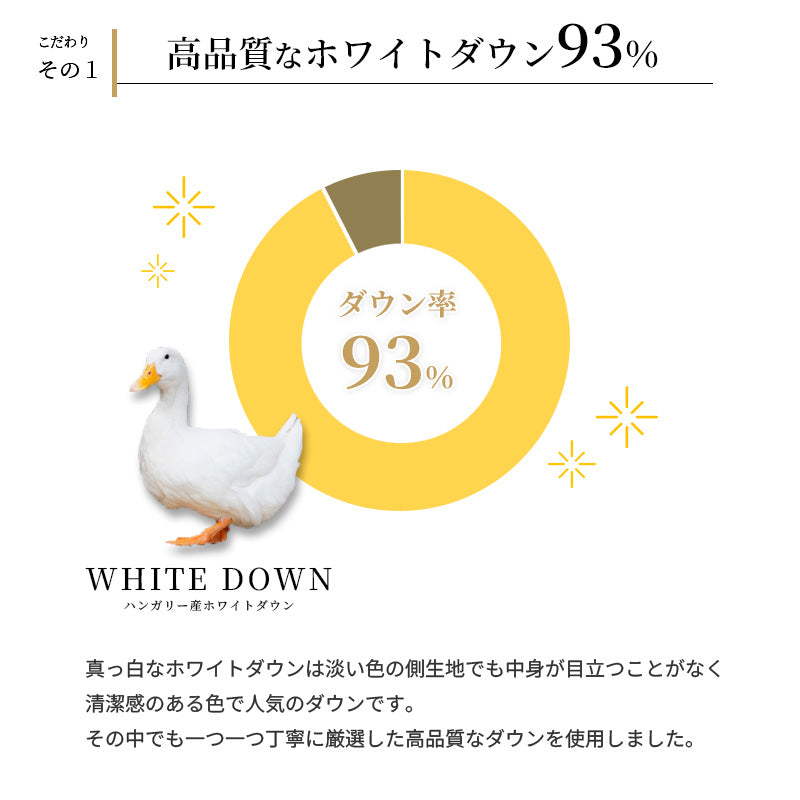 【長身向けロングサイズ】羽毛布団 ハンガリー産ホワイトダウン93% 150×230cm