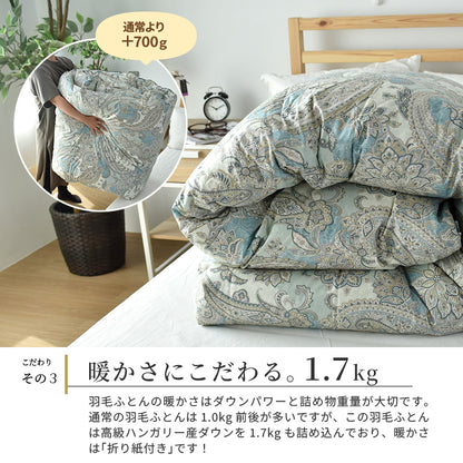 【長身向けロングサイズ】羽毛布団 ハンガリー産ホワイトダウン93% 150×230cm
