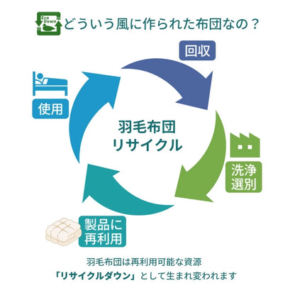 羽毛布団 シングル ダウン85％ DP350以上 日本製 エコダウン 環境にやさしい SDGs