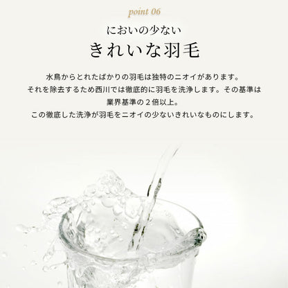 西川 ちょうどいい羽毛ふとん 日本製 オールシーズン使える あたたかいフレッシュアップ加工 ダウン70％ 収納ケース付き 日本製 シングル 羽毛布団 高品質 春 秋 掛けふとん あったかい 西川株式会社 150×210cm 羽毛掛け布団
