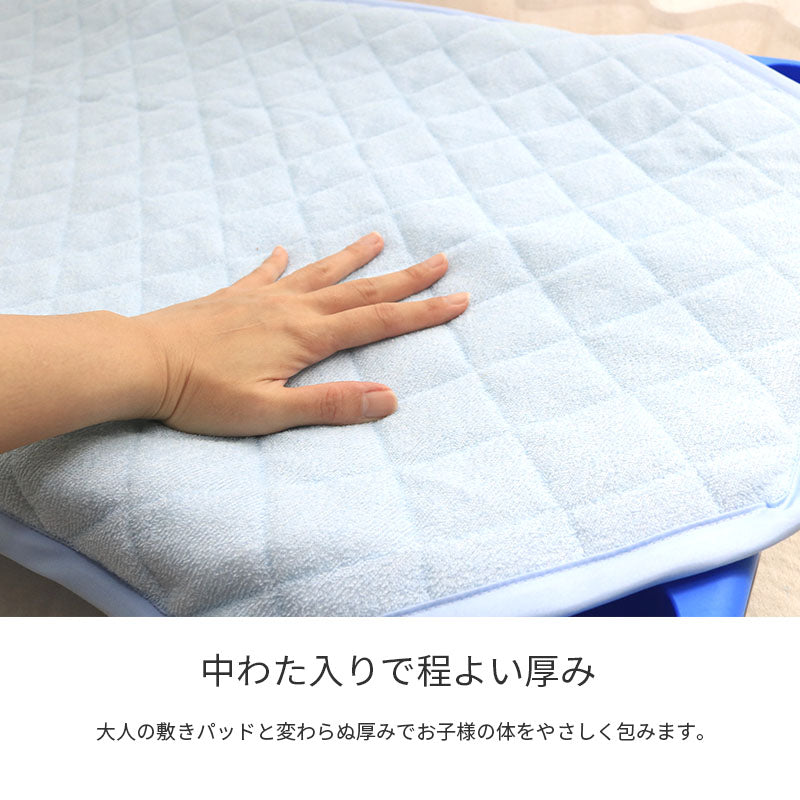 コット専用カバー 約60×135cm ネーム付き 夏用 無地 3色